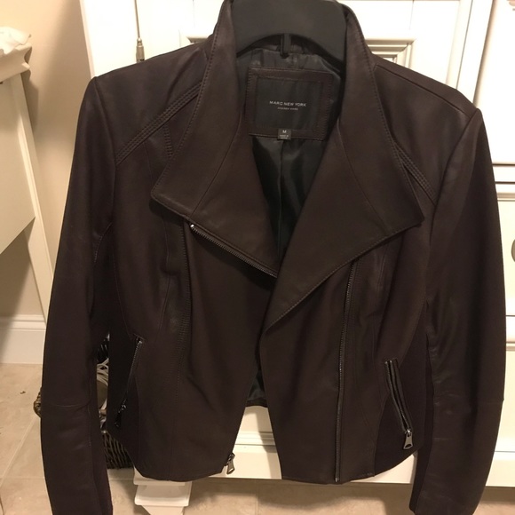 Andrew Marc Jackets Coats Andrew Marc Bayside Leather Jacket In Dark Plum Poshmark